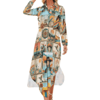 Colores de Mexico Pictures of the Southwest Button-Up Long Sleeve Shirt Dress Duster - Qu!rk Boutique