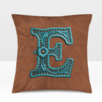 Baha Ranch Velvety Soft Western Tooled Initial Personalized Pillow Cover Made in America - Qu!rk Boutique