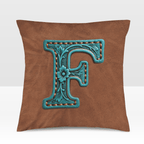 Baha Ranch Velvety Soft Western Tooled Initial Personalized Pillow Cover Made in America - Qu!rk Boutique