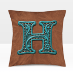 Baha Ranch Velvety Soft Western Tooled Initial Personalized Pillow Cover Made in America - Qu!rk Boutique