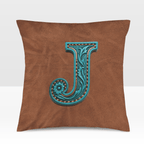 Baha Ranch Velvety Soft Western Tooled Initial Personalized Pillow Cover Made in America - Qu!rk Boutique