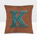 Baha Ranch Velvety Soft Western Tooled Initial Personalized Pillow Cover Made in America - Qu!rk Boutique