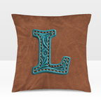 Baha Ranch Velvety Soft Western Tooled Initial Personalized Pillow Cover Made in America - Qu!rk Boutique