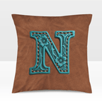 Baha Ranch Velvety Soft Western Tooled Initial Personalized Pillow Cover Made in America - Qu!rk Boutique