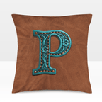 Baha Ranch Velvety Soft Western Tooled Initial Personalized Pillow Cover Made in America - Qu!rk Boutique