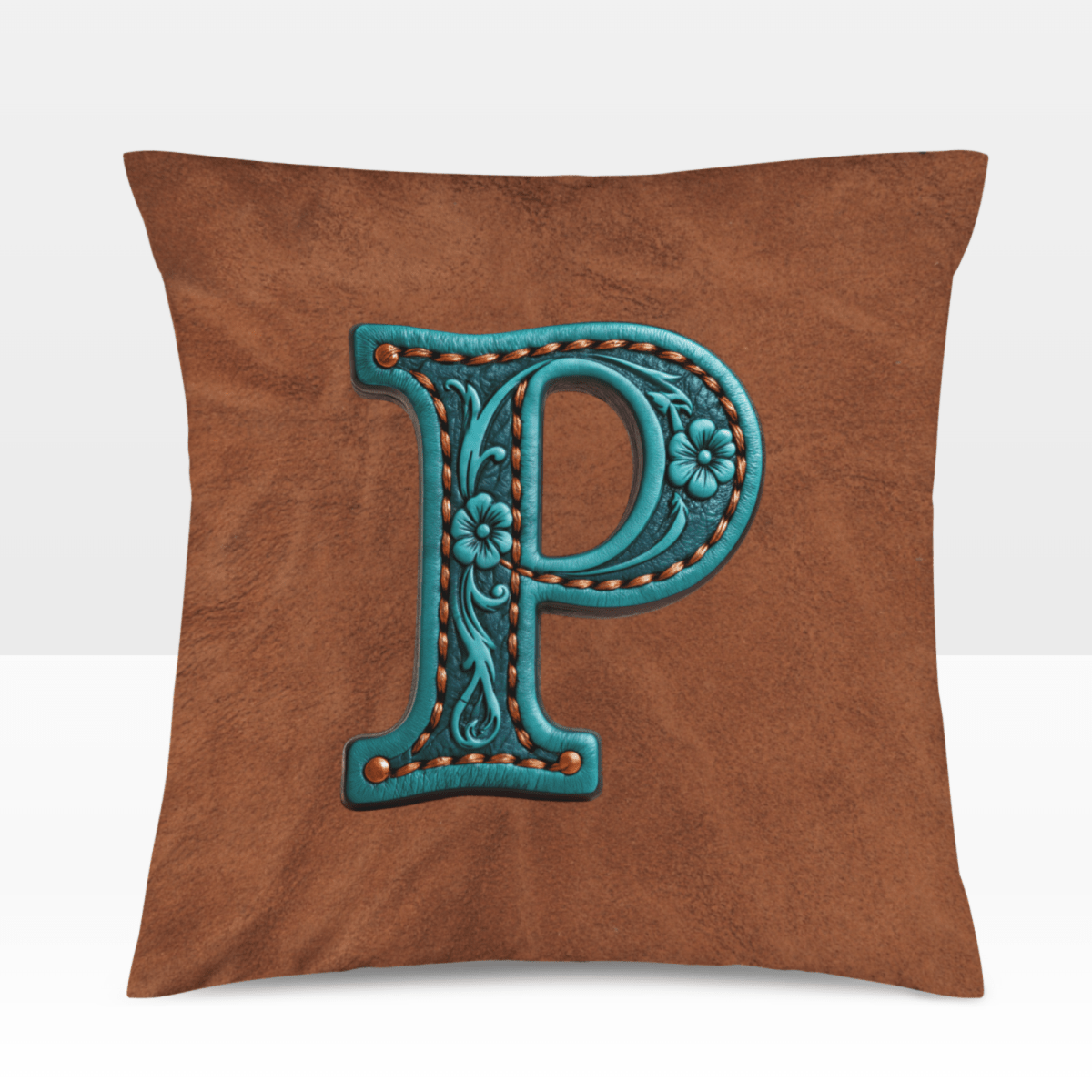 Baha Ranch Velvety Soft Western Tooled Initial Personalized Pillow Cover Made in America - Qu!rk Boutique