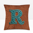 Baha Ranch Velvety Soft Western Tooled Initial Personalized Pillow Cover Made in America - Qu!rk Boutique