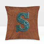 Baha Ranch Velvety Soft Western Tooled Initial Personalized Pillow Cover Made in America - Qu!rk Boutique