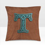 Baha Ranch Velvety Soft Western Tooled Initial Personalized Pillow Cover Made in America - Qu!rk Boutique