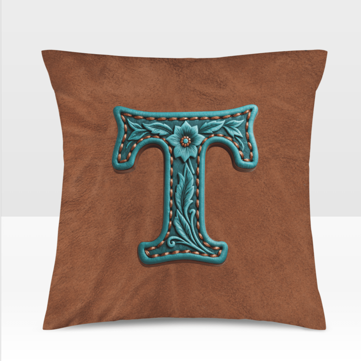 Baha Ranch Velvety Soft Western Tooled Initial Personalized Pillow Cover Made in America - Qu!rk Boutique