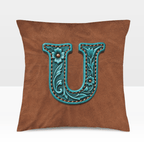 Baha Ranch Velvety Soft Western Tooled Initial Personalized Pillow Cover Made in America - Qu!rk Boutique