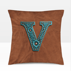 Baha Ranch Velvety Soft Western Tooled Initial Personalized Pillow Cover Made in America - Qu!rk Boutique