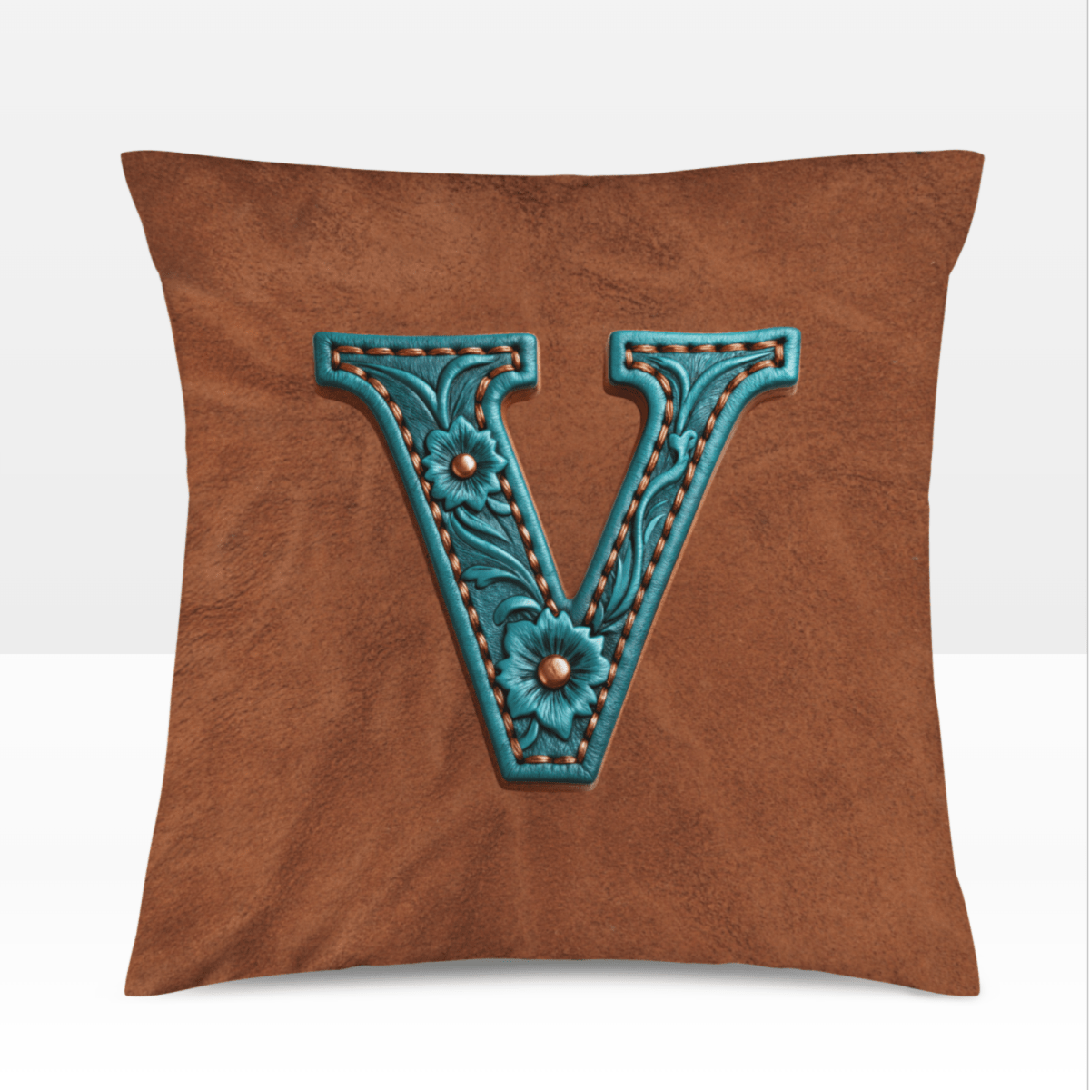 Baha Ranch Velvety Soft Western Tooled Initial Personalized Pillow Cover Made in America - Qu!rk Boutique