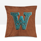 Baha Ranch Velvety Soft Western Tooled Initial Personalized Pillow Cover Made in America - Qu!rk Boutique