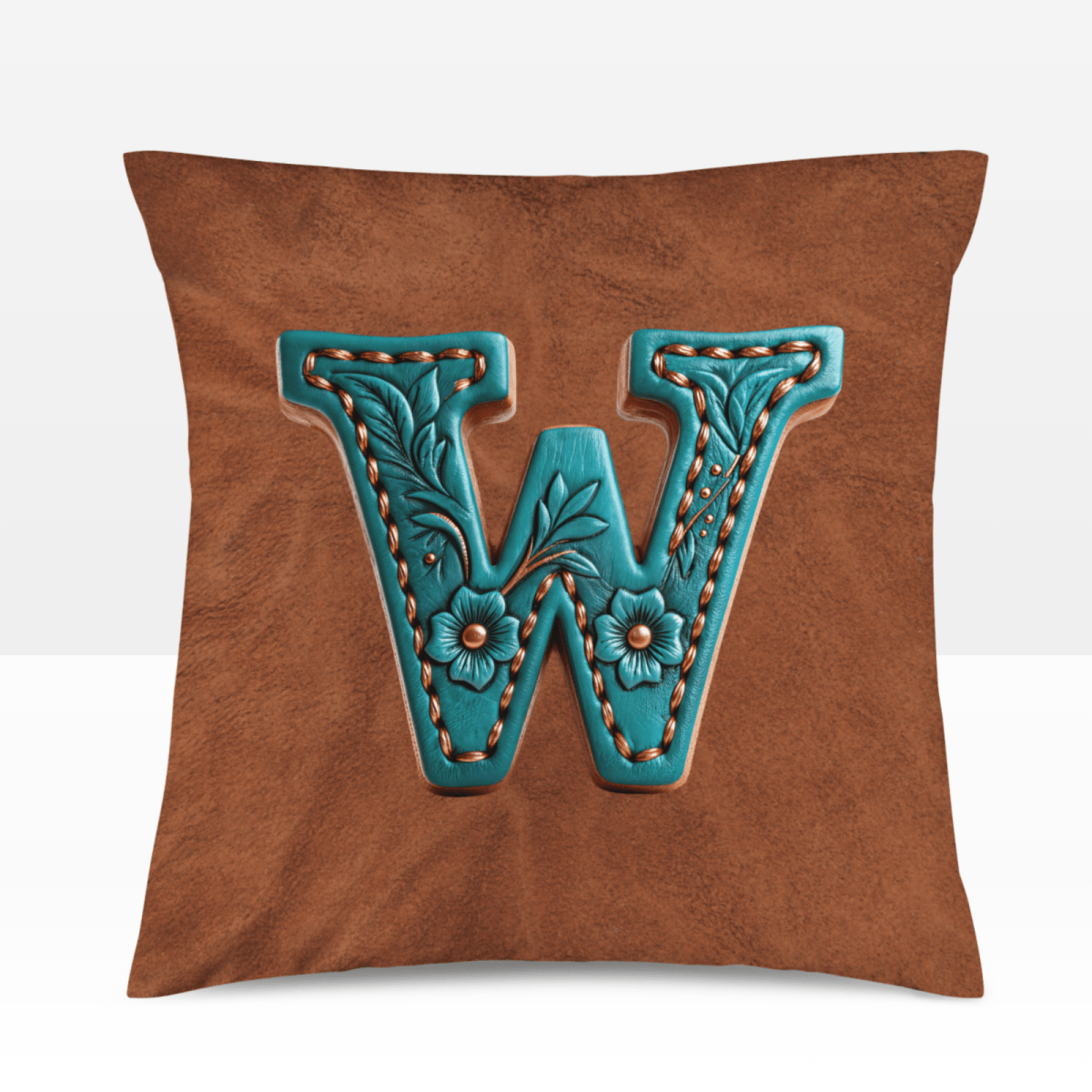 Baha Ranch Velvety Soft Western Tooled Initial Personalized Pillow Cover Made in America - Qu!rk Boutique