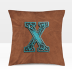 Baha Ranch Velvety Soft Western Tooled Initial Personalized Pillow Cover Made in America - Qu!rk Boutique