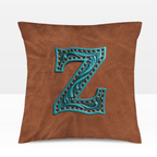 Baha Ranch Velvety Soft Western Tooled Initial Personalized Pillow Cover Made in America - Qu!rk Boutique