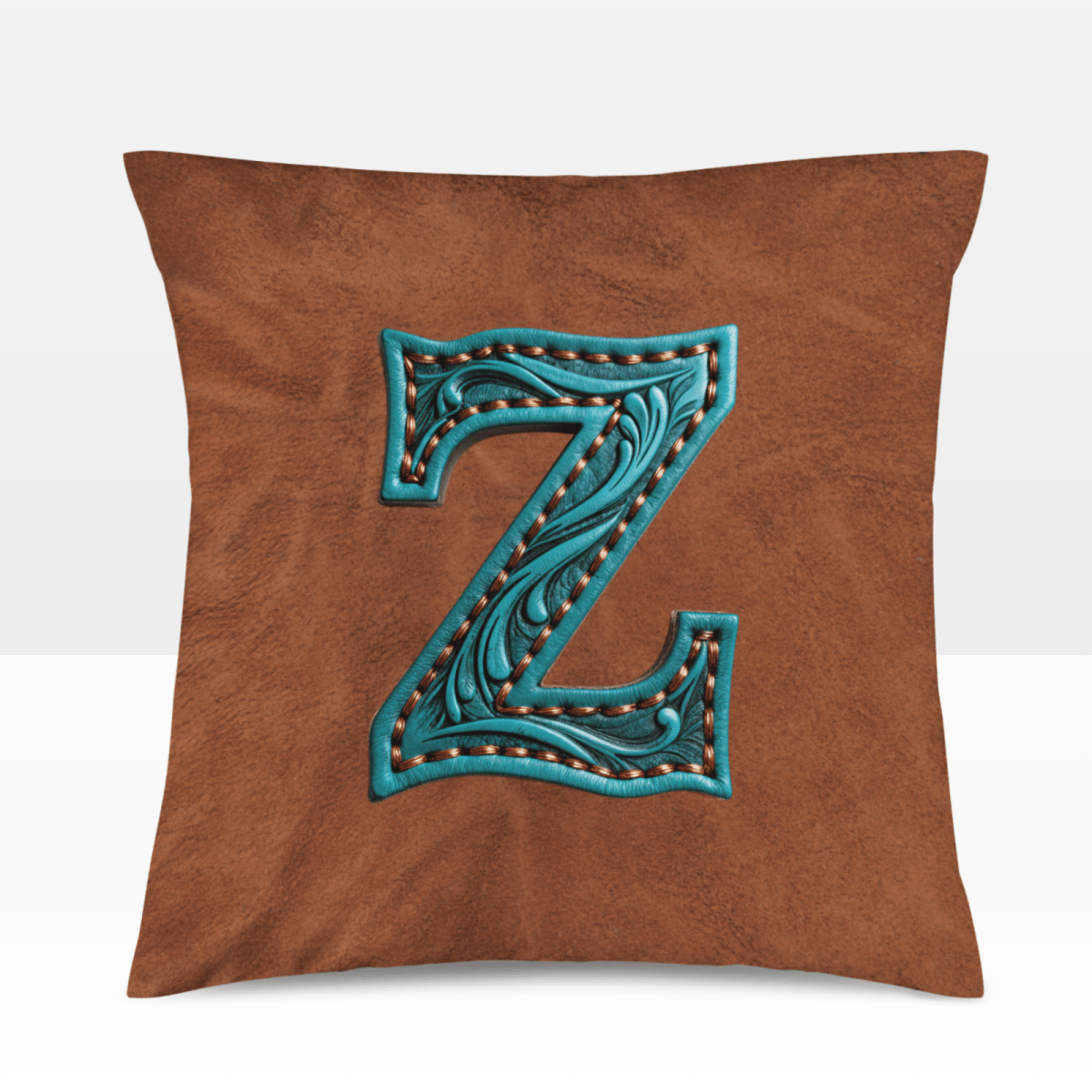 Baha Ranch Velvety Soft Western Tooled Initial Personalized Pillow Cover Made in America - Qu!rk Boutique
