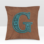 Baha Ranch Velvety Soft Western Tooled Initial Personalized Pillow Cover Made in America - Qu!rk Boutique