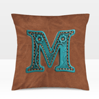 Baha Ranch Velvety Soft Western Tooled Initial Personalized Pillow Cover Made in America - Qu!rk Boutique