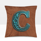 Baha Ranch Velvety Soft Western Tooled Initial Personalized Pillow Cover Made in America - Qu!rk Boutique