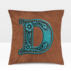 Baha Ranch Velvety Soft Western Tooled Initial Personalized Pillow Cover Made in America - Qu!rk Boutique