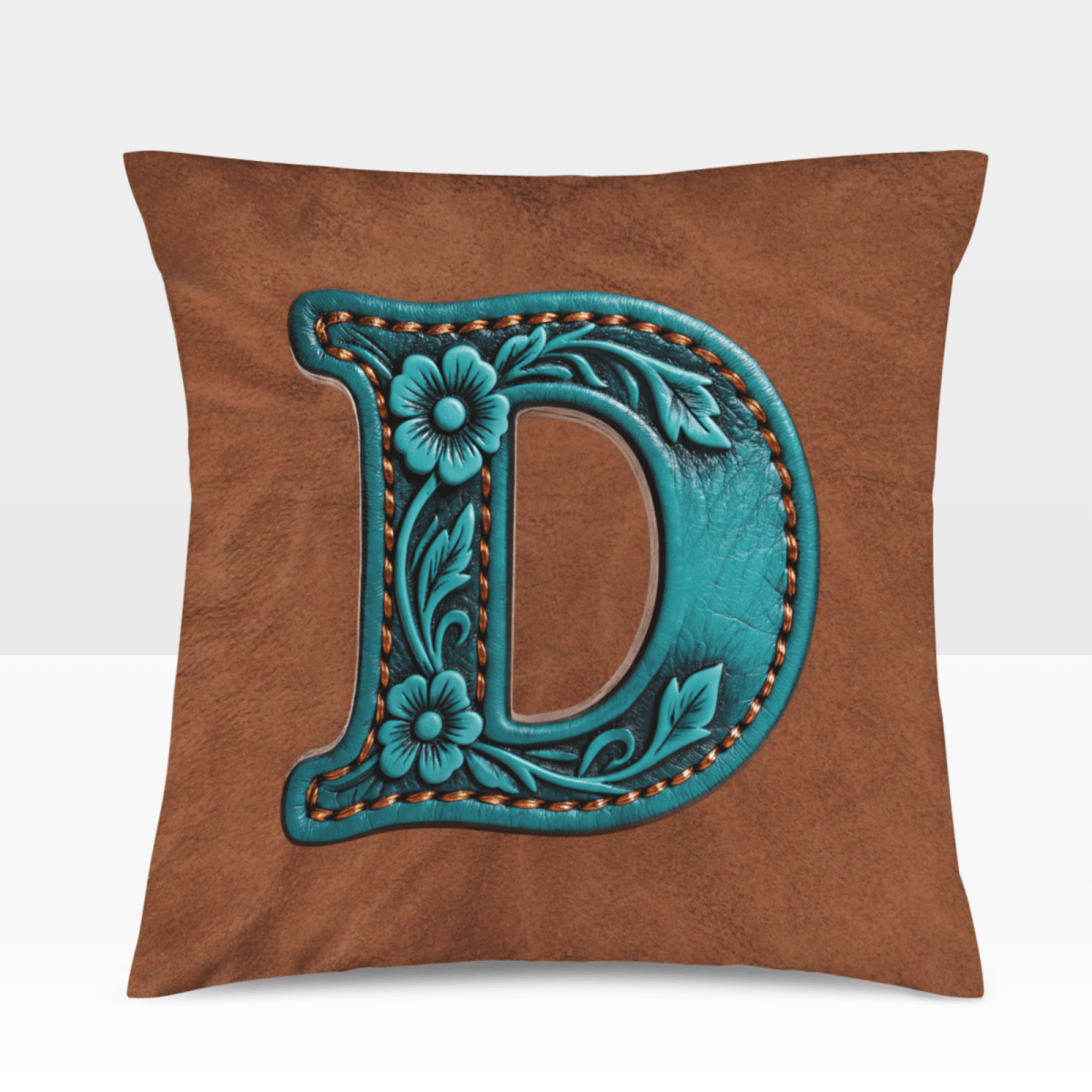 Baha Ranch Velvety Soft Western Tooled Initial Personalized Pillow Cover Made in America - Qu!rk Boutique