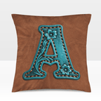 Baha Ranch Velvety Soft Western Tooled Initial Personalized Pillow Cover Made in America - Qu!rk Boutique