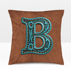 Baha Ranch Velvety Soft Western Tooled Initial Personalized Pillow Cover Made in America - Qu!rk Boutique