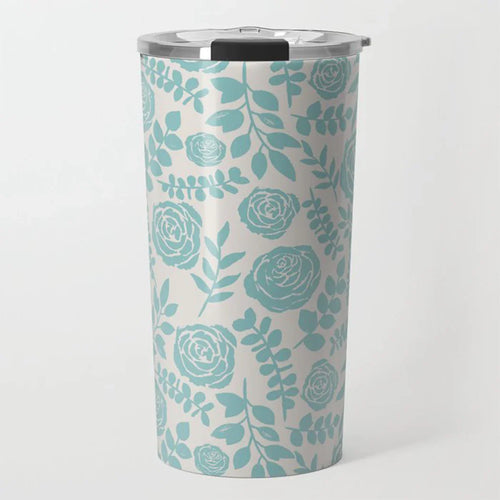 Baby Blue Floral Travel Mug - Qu!rk Boutique