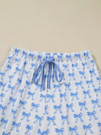 Bow Print Long Sleeve Shirt and Pants Pajama Set - Qu!rk Boutique