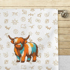 Set of 4 Minimalistic Western Highland Cow Cattle Brands Kitchen Towels Made in America - Qu!rk Boutique
