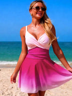 V-Neck Gradient One-Piece Swimsuit - Qu!rk Boutique