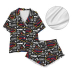 Baha Ranch Viva Las Vegas Western Satin Ruffle Pajama Set - Qu!rk Boutique