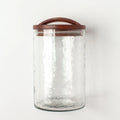 Handcrafted glass jar with wooden lid, sustainable storage from Qu!rk Boutique