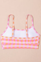 Plaid Print High Waist Bikini Set - Qu!rk Boutique