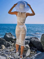 Hollow Out Round Neck Sleeveless Cover-Up Dress - Qu!rk Boutique