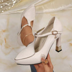Point Toe Flare Heels Pumps - Qu!rk Boutique