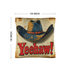 Vintage Western Yeehaw Throw Pillow Case 18 x 18 Made in America - Qu!rk Boutique