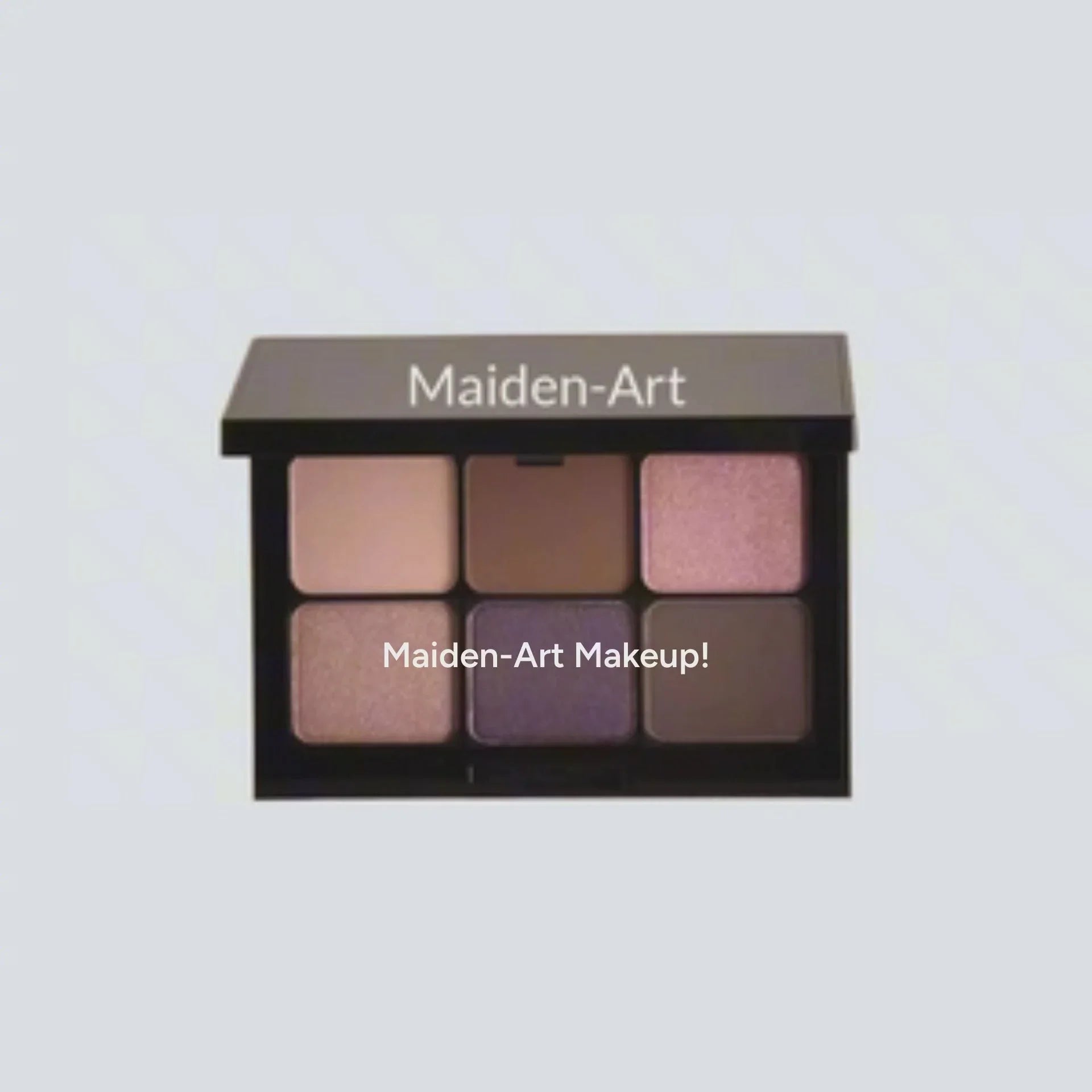 Maiden-Art eyeshadow palette with six neutral and purple shades, eco-friendly makeup gift