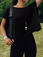 Cutout Back Short Sleeve T-Shirt - Qu!rk Boutique