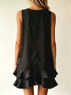 Full Size Sleeveless V-Neck Tiered Ruffle Mini Dress Plus Size - Qu!rk Boutique