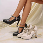 Point Toe Flare Heels Pumps - Qu!rk Boutique