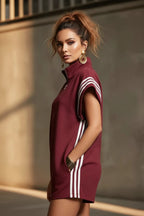 Striped Zip Front Short Sleeve Romper - Qu!rk Boutique