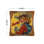 Vintage Cowgirl Howdy Throw Pillow 18 x 18 Made in America - Qu!rk Boutique