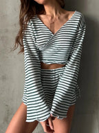 Breezy Stripe Lounge Set - Qu!rk Boutique