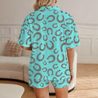 Baha Ranch Turquoise Horseshoe Women's Pajama Set Made in America - Qu!rk Boutique