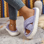 💙 Crisscross Open Toe Platform Slippers - Qu!rk Boutique