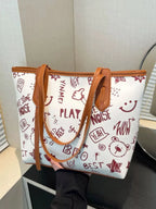 Graffiti Print Casual Tote Bag - Qu!rk Boutique
