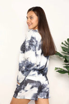 Shiny Tie-Dye Round Neck Top and Shorts Lounge Set - Qu!rk Boutique